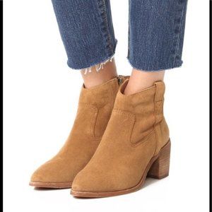 Madewell - "Hallie" vintage western style low heel tan suede cowgirl boots 6